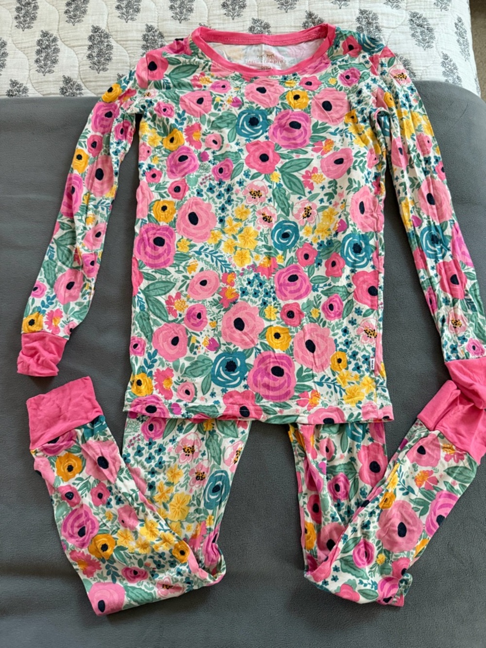 Little Sleepies Pink, Yellow & Teal Floral Long-Sleeve Pajama Set
